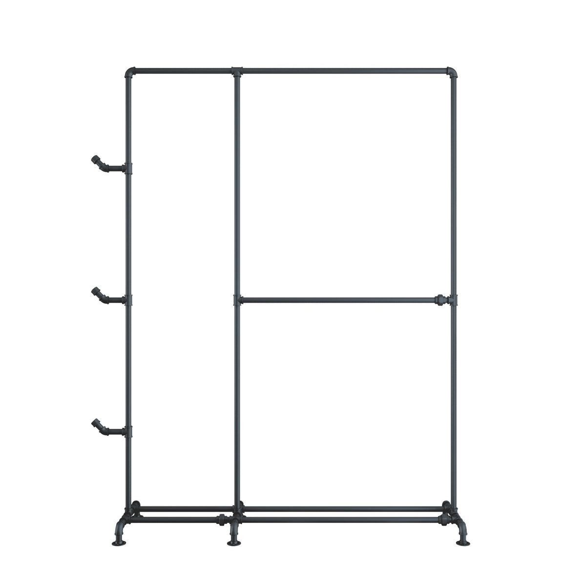 Garderobestativ, Industrielle Vandrør - Gulvmodel - Mat sort - HomeTomato - 50-212-02-02-04 - 8595677116403
