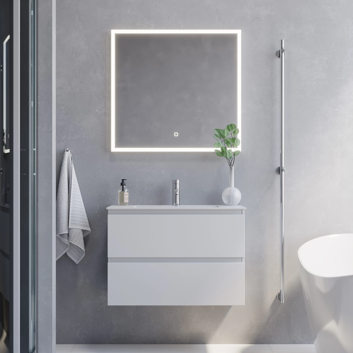 Stockholm Slimline Badmøbelsæt M. Lillehammer Vask, Mat Hvid - Badmøbler - BDA Living - HomeTomato - hometomato.dk