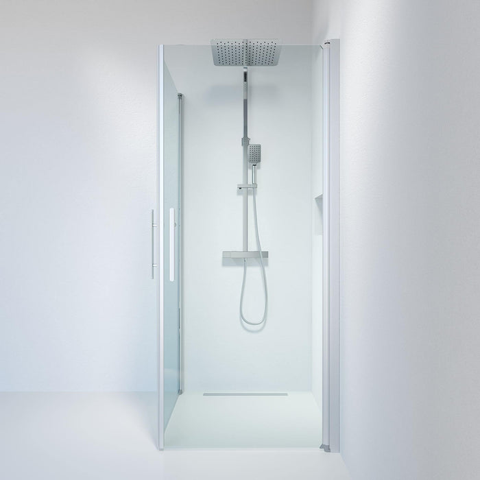 Fjäll Brusehjørne, Firkantet, Børstet Aluminium Profil, Klar Glas - Brusehjørner - BDA Living - HomeTomato - hometomato.dk