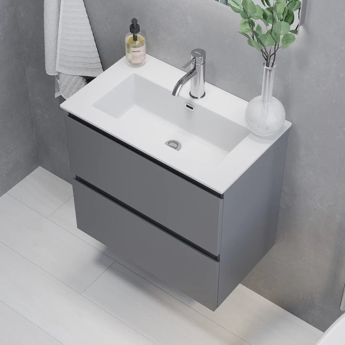 Stockholm Slimline Badmøbelsæt M. Lillehammer Vask, Mat Grå - HomeTomato - 73-060-70-03-30 - 8595677150926