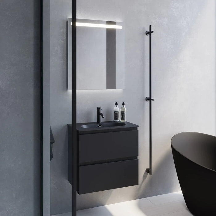 Stockholm Slimline Badmøbelsæt M. Risinge Vask, Mat Sort - HomeTomato - 73-060-73-02-30 - 8595677151091