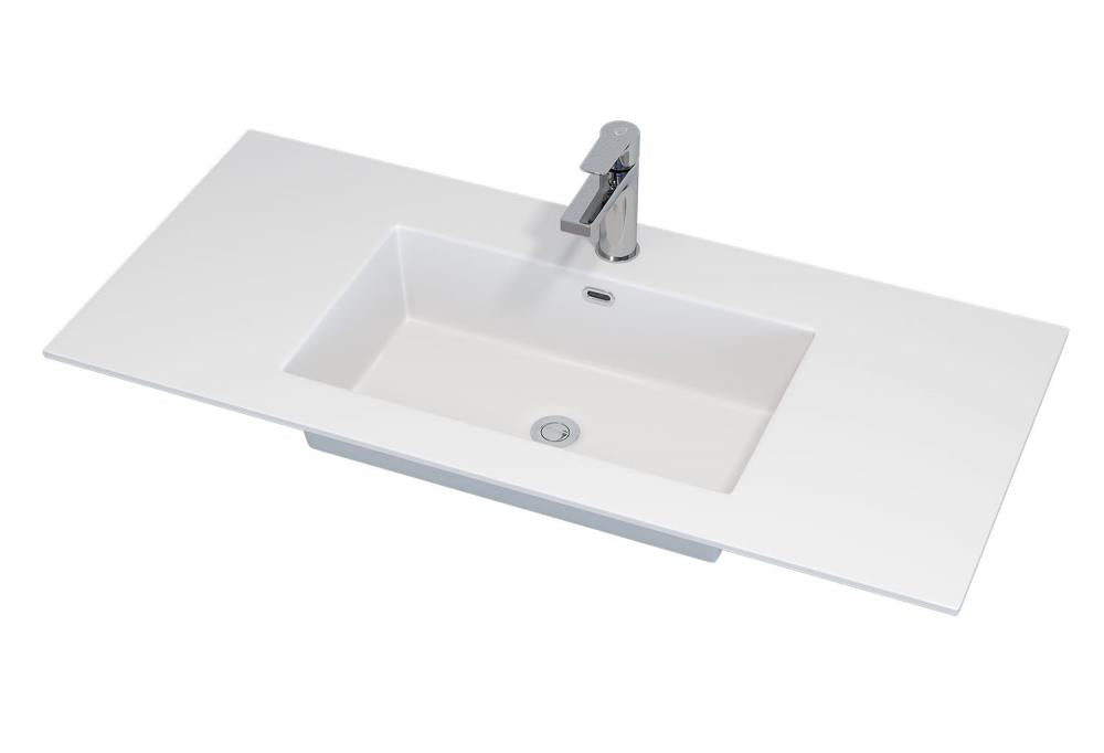 vask - 100 cm, Haraldslund, standard, mat hvid - Solid Surface - HomeTomato - 06-100-81-01-00 - 8595677135671