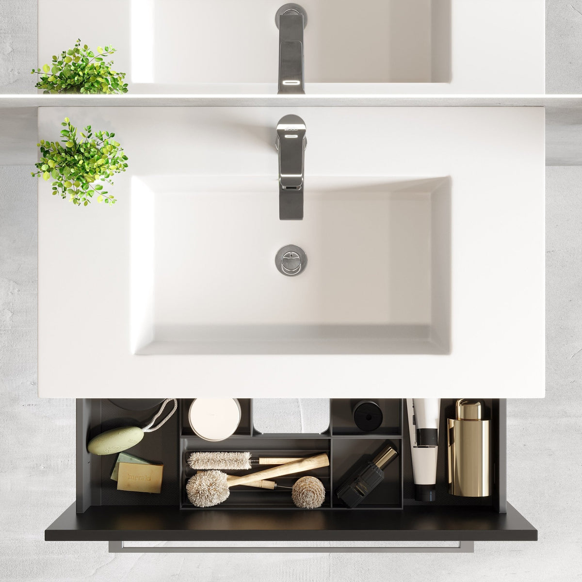 Vienna Compact Badmøbelsæt M. Haraldslund Vask, Mat Sort - HomeTomato - 85-080-52-02-30 - 8595677169126