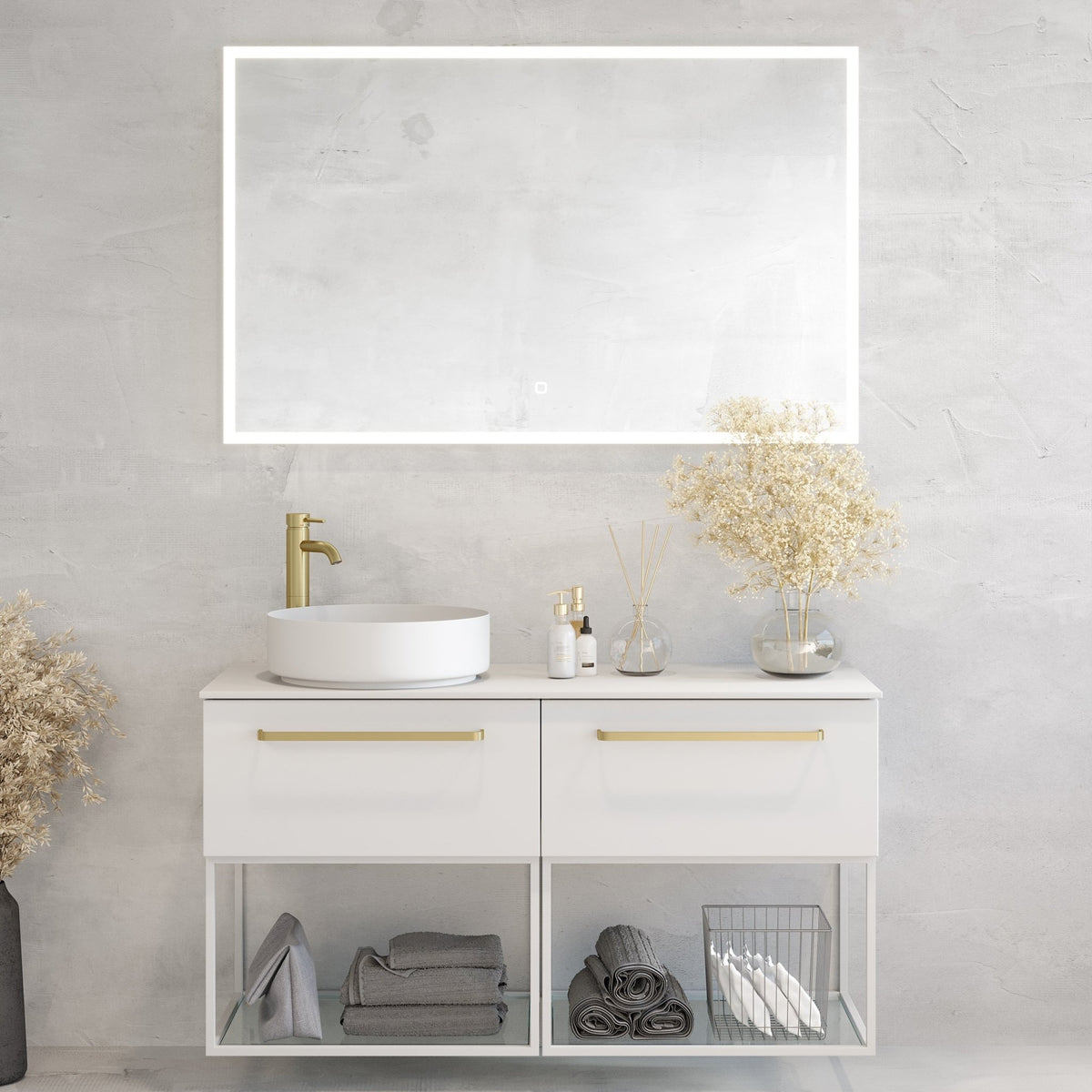 Vienna Compact Badmøbelsæt M. Lillestrøm Vask, Mat Hvid - HomeTomato - 85-120-36-01-32 - 8595677168983