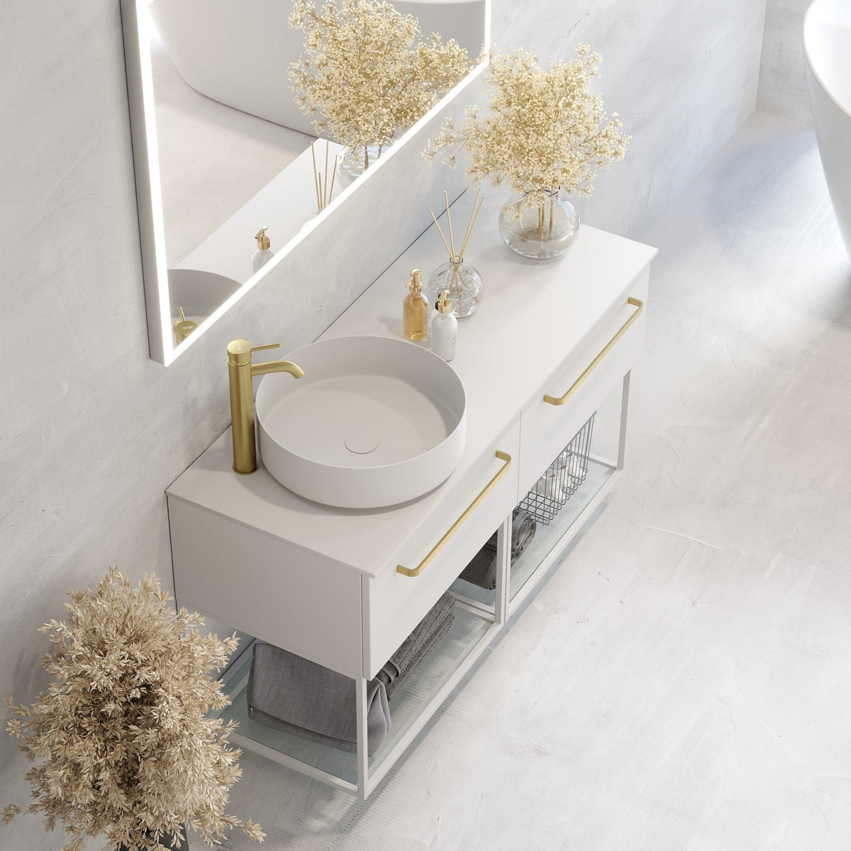 Vienna Compact Badmøbelsæt M. Lillestrøm Vask, Mat Hvid - HomeTomato - 85-120-36-01-32 - 8595677168983