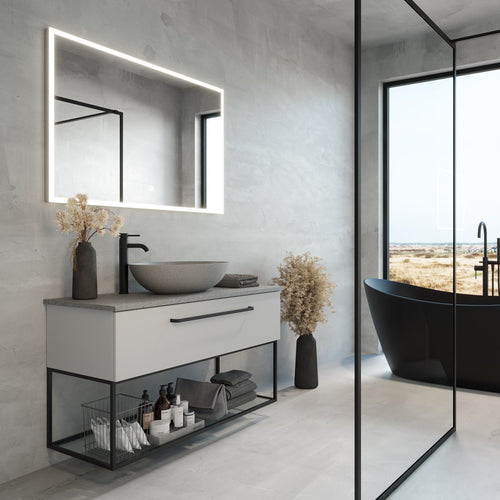 Vienna Compact Badmøbelsæt M. Olsborg Vask, Mat Hvid - HomeTomato - 85-120-16-01-30 - 8595677154016