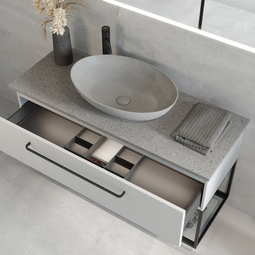 Vienna Compact Badmøbelsæt M. Olsborg Vask, Mat Hvid - HomeTomato - 85-120-16-01-30 - 8595677154016
