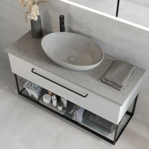 Vienna Compact Badmøbelsæt M. Olsborg Vask, Mat Hvid - HomeTomato - 85-120-16-01-30 - 8595677154016