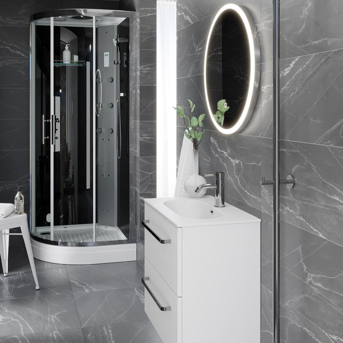 Vienna Slimline Badmøbelsæt M. Risinge Vask, Mat Hvid - HomeTomato - 70-060-72-01-30 - 8595677150421