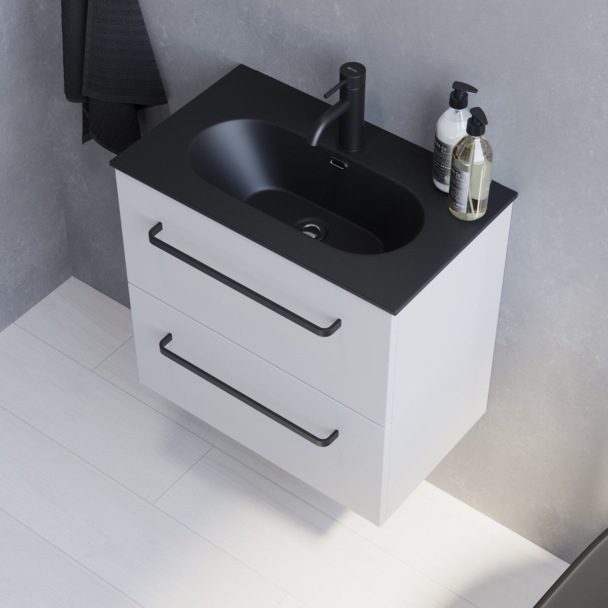 Vienna Slimline Badmøbelsæt M. Risinge Vask, Mat Hvid - HomeTomato - 70-060-73-01-30 - 8595677150186