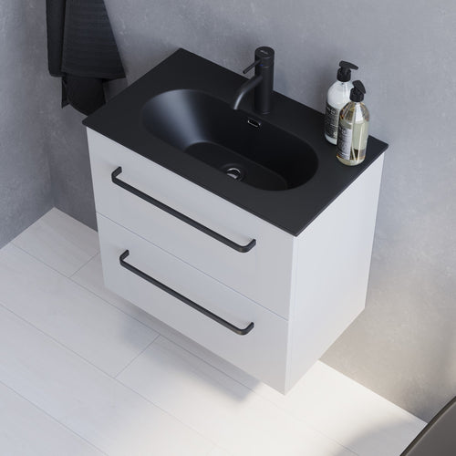 Vienna Slimline Badmøbelsæt M. Risinge Vask, Mat Hvid - HomeTomato - 70-060-73-01-30 - 8595677150186