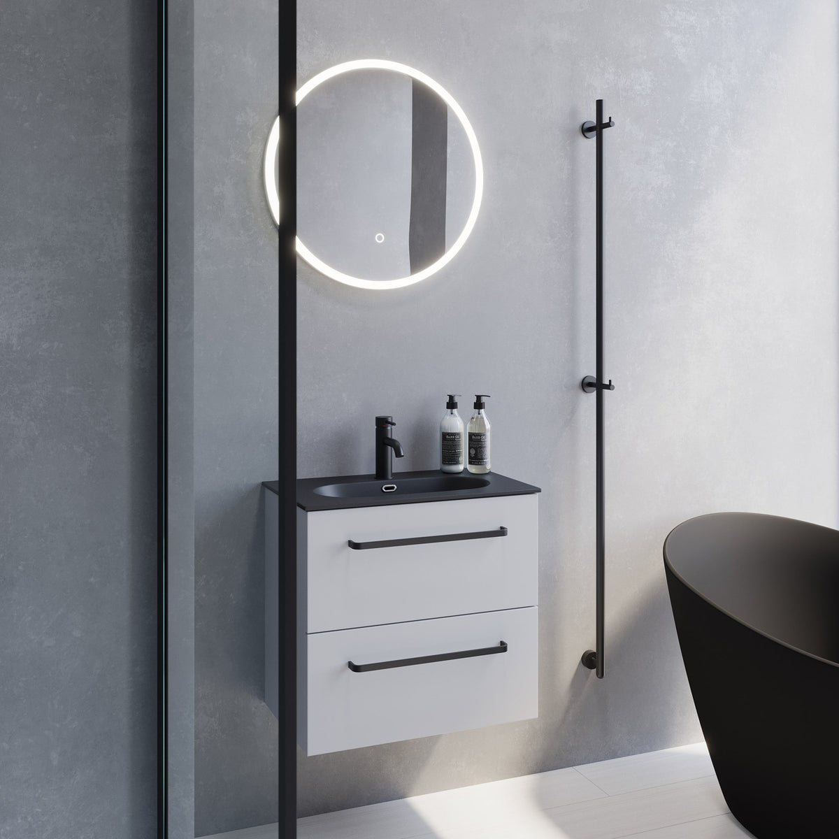 Vienna Slimline Badmøbelsæt M. Risinge Vask, Mat Hvid - HomeTomato - 70-060-73-01-30 - 8595677150186