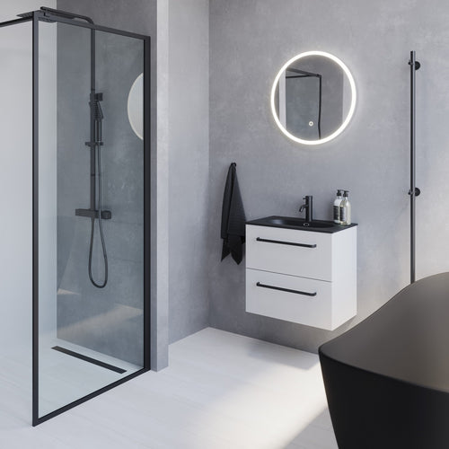 Vienna Slimline Badmøbelsæt M. Risinge Vask, Mat Hvid - HomeTomato - 70-060-73-01-30 - 8595677150186