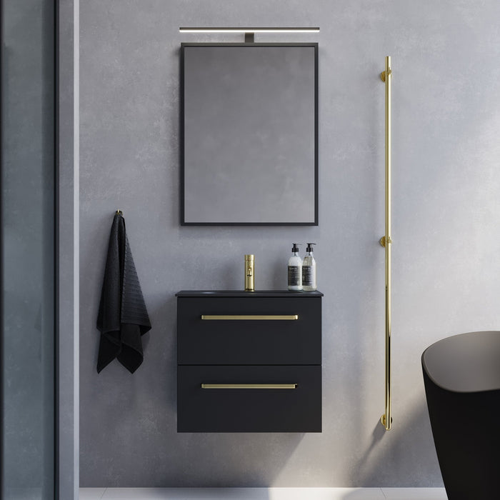 Vienna Slimline Badmøbelsæt M. Risinge Vask, Mat Sort - HomeTomato - 70-060-73-02-30 - 8595677150193