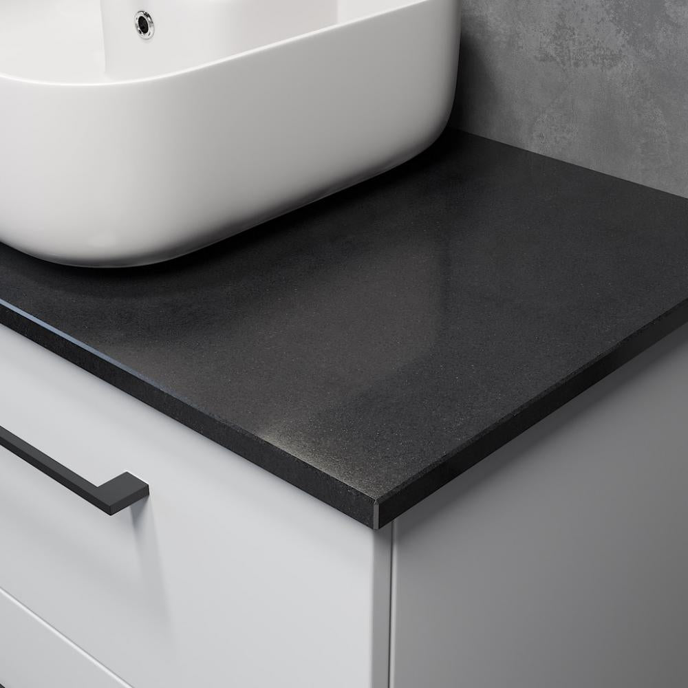 Bordplade Steinkjer 160 cm, quartzsten, 159,1 x 46 x 2 cm, Sort - højre/venstre