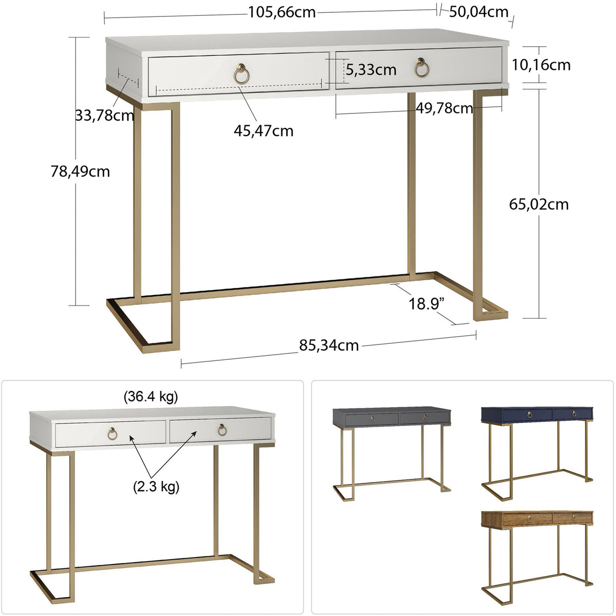 Camila Skrivebord, hvid