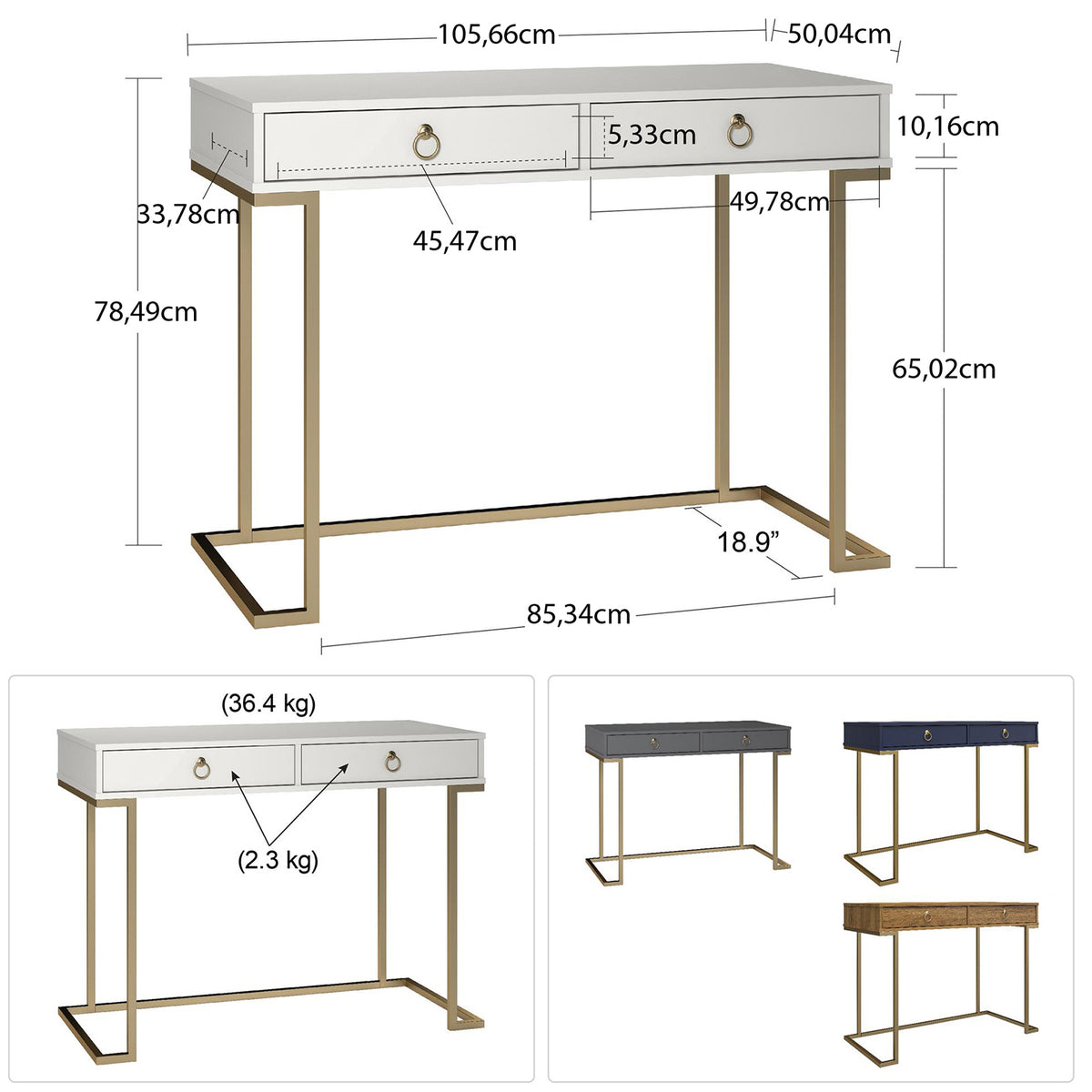 Camila Skrivebord, grå
