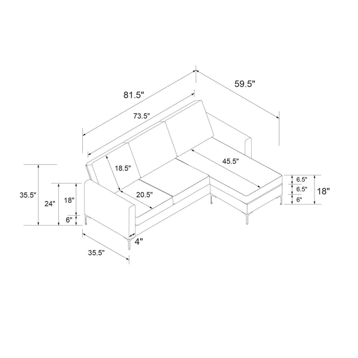 Chapman 3 Pers. Sofa med Chaiselong, blå