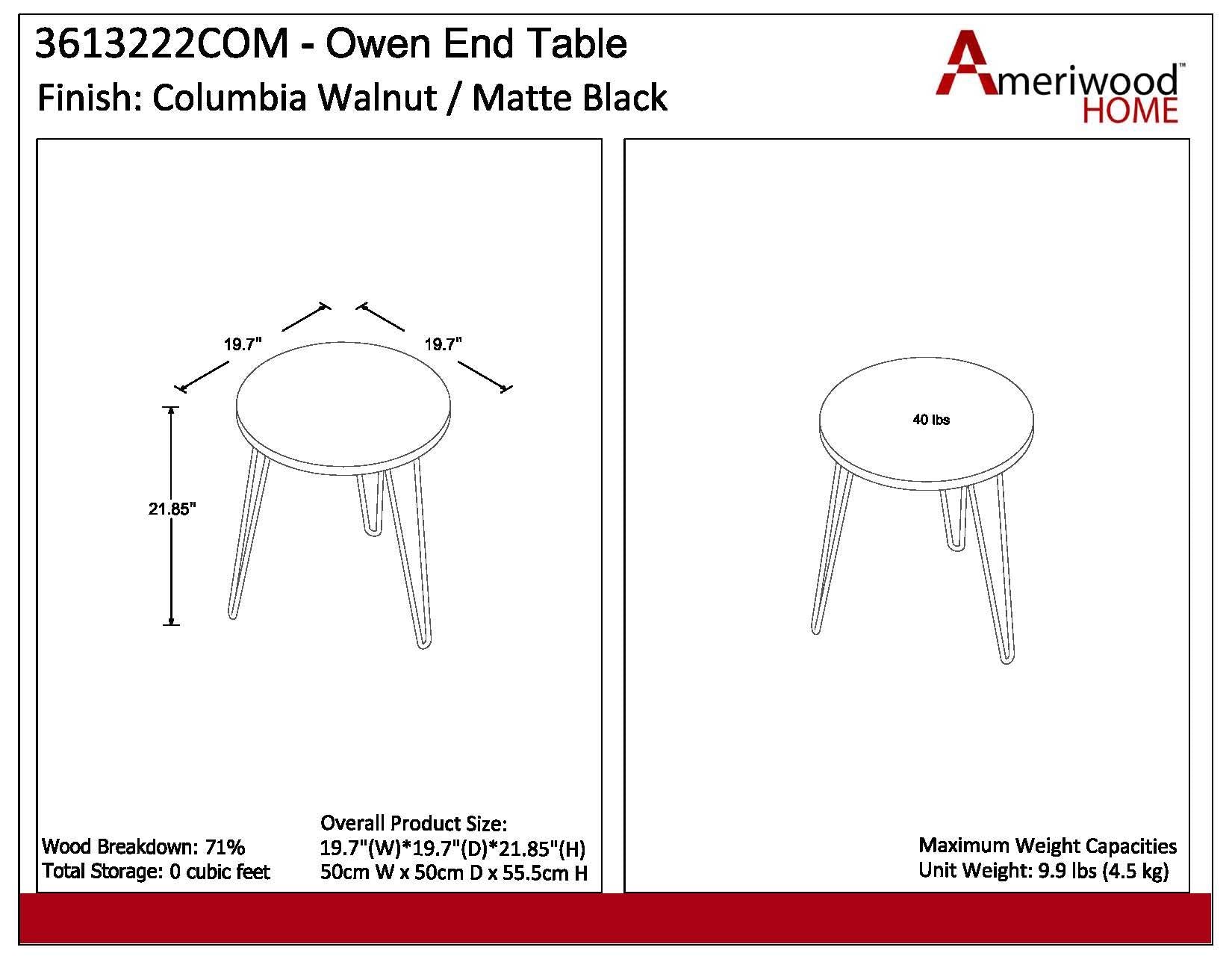 Owen Rundt Sidebord, valnød