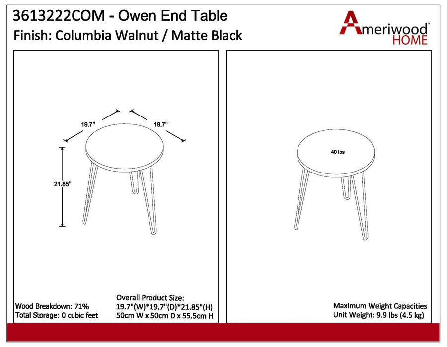Owen Rundt Sidebord, valnød