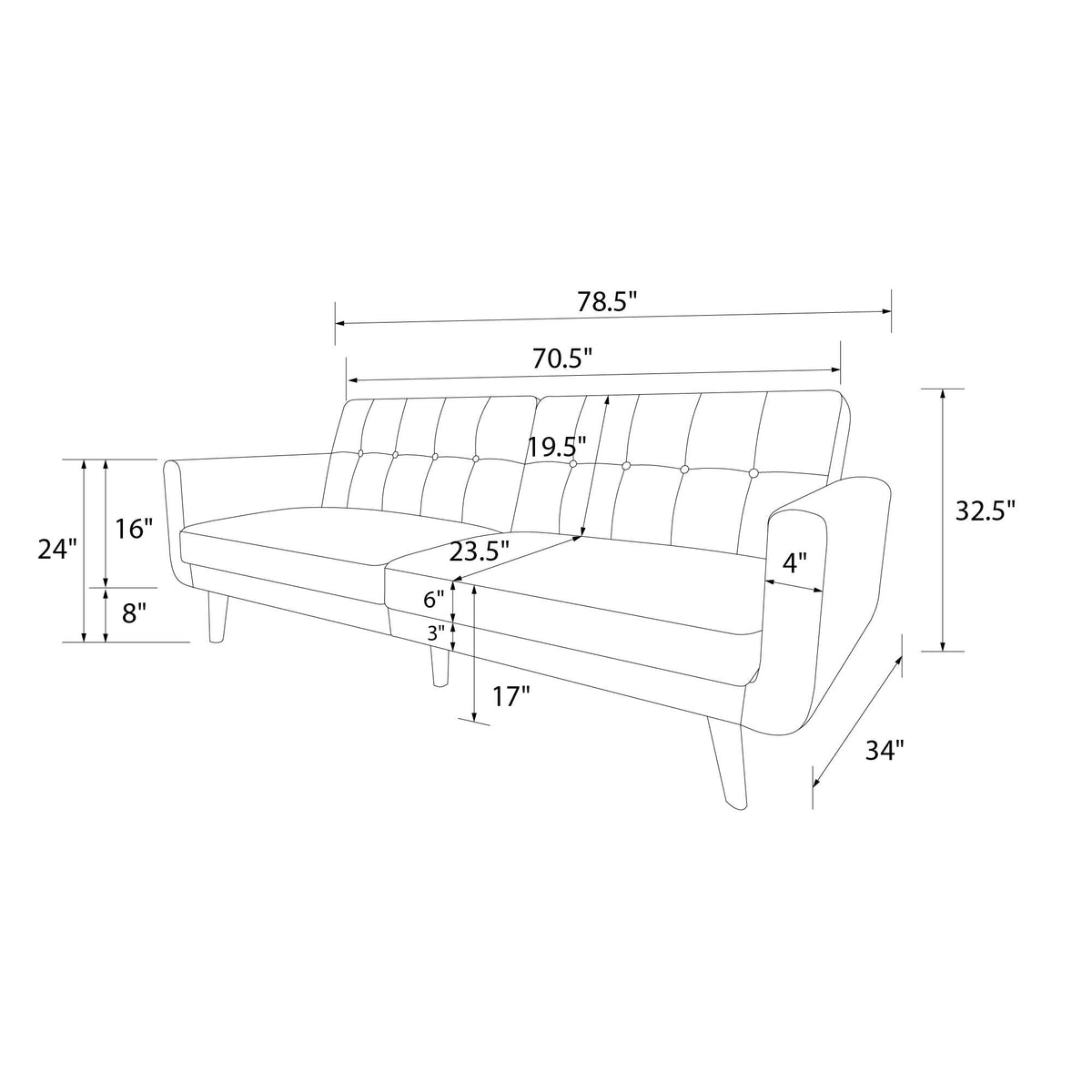 Nola 3 Pers. Sovesofa, sort
