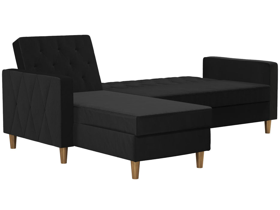 Live 3 Pers. Sovesofa med Chaiselong, sort