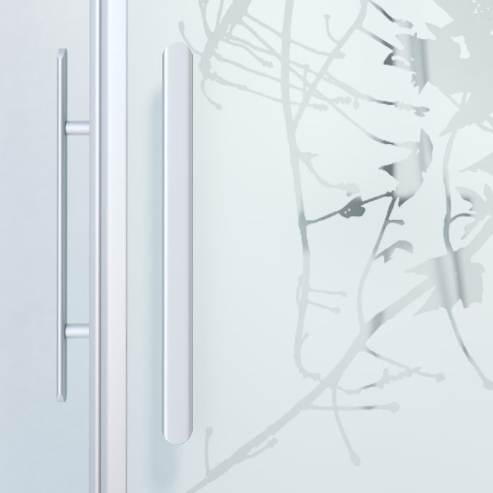Fjäll Brusehjørne, Firkantet, Børstet Aluminium Profil, Frostet Decor Glas