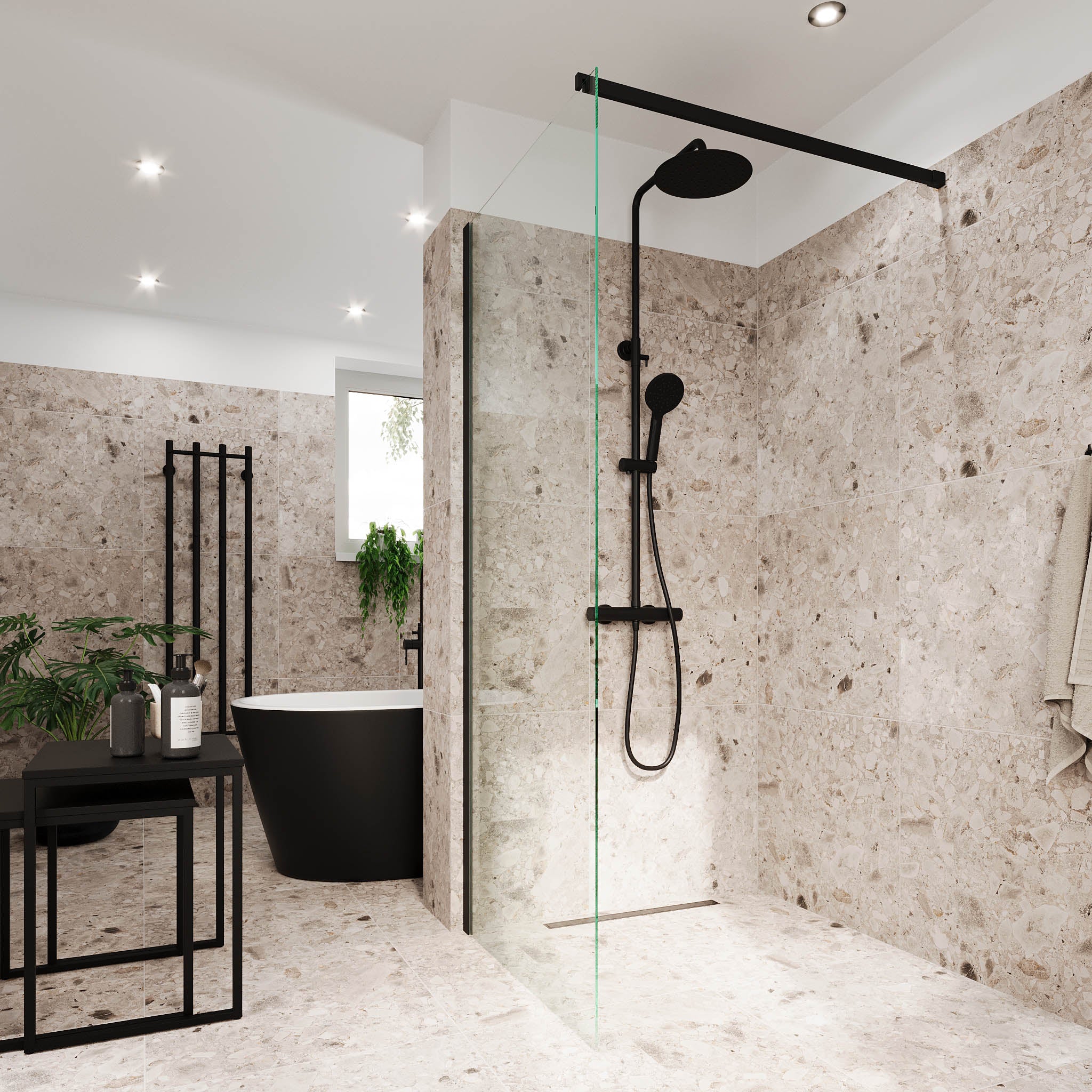 Sandefjord Brusevæg, Sort Profil, Klar Glas