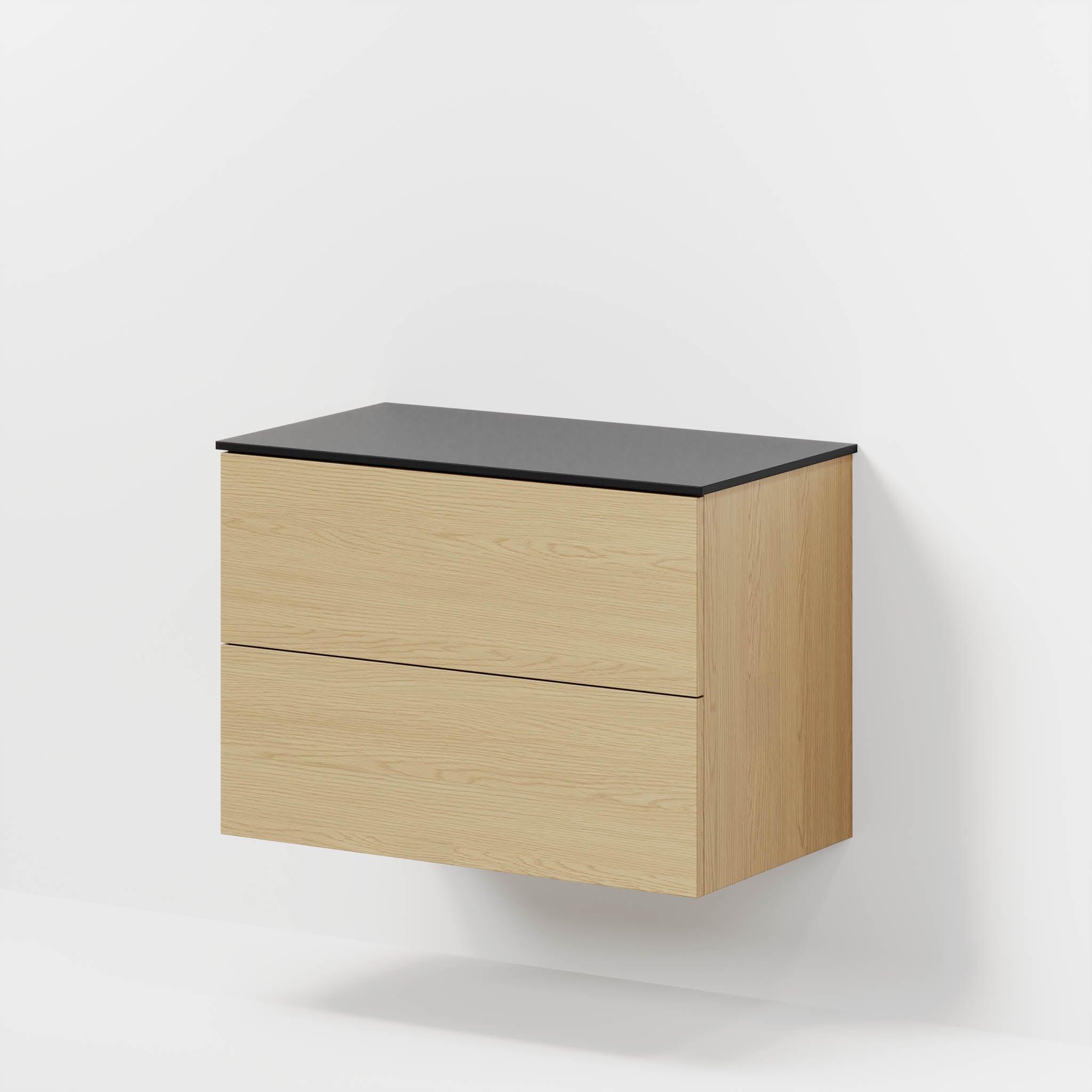 Badmøbel med klassiske fronter - 80x46x56 cm - eg - melaminbordplade i mat sort - Virklund