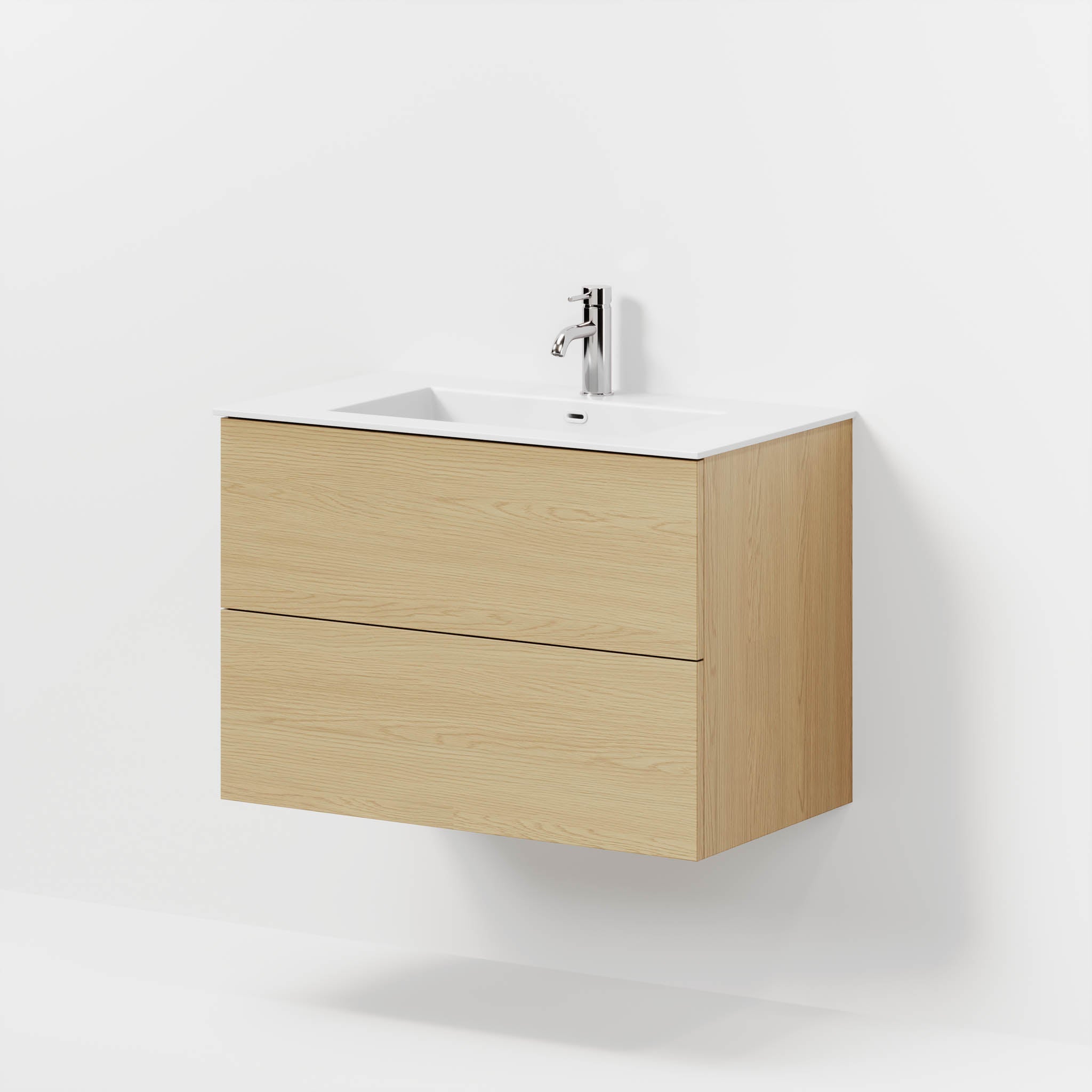 Badmøbel med klassiske fronter - 80x46x57 cm - eg - solid surface vask - Viborg