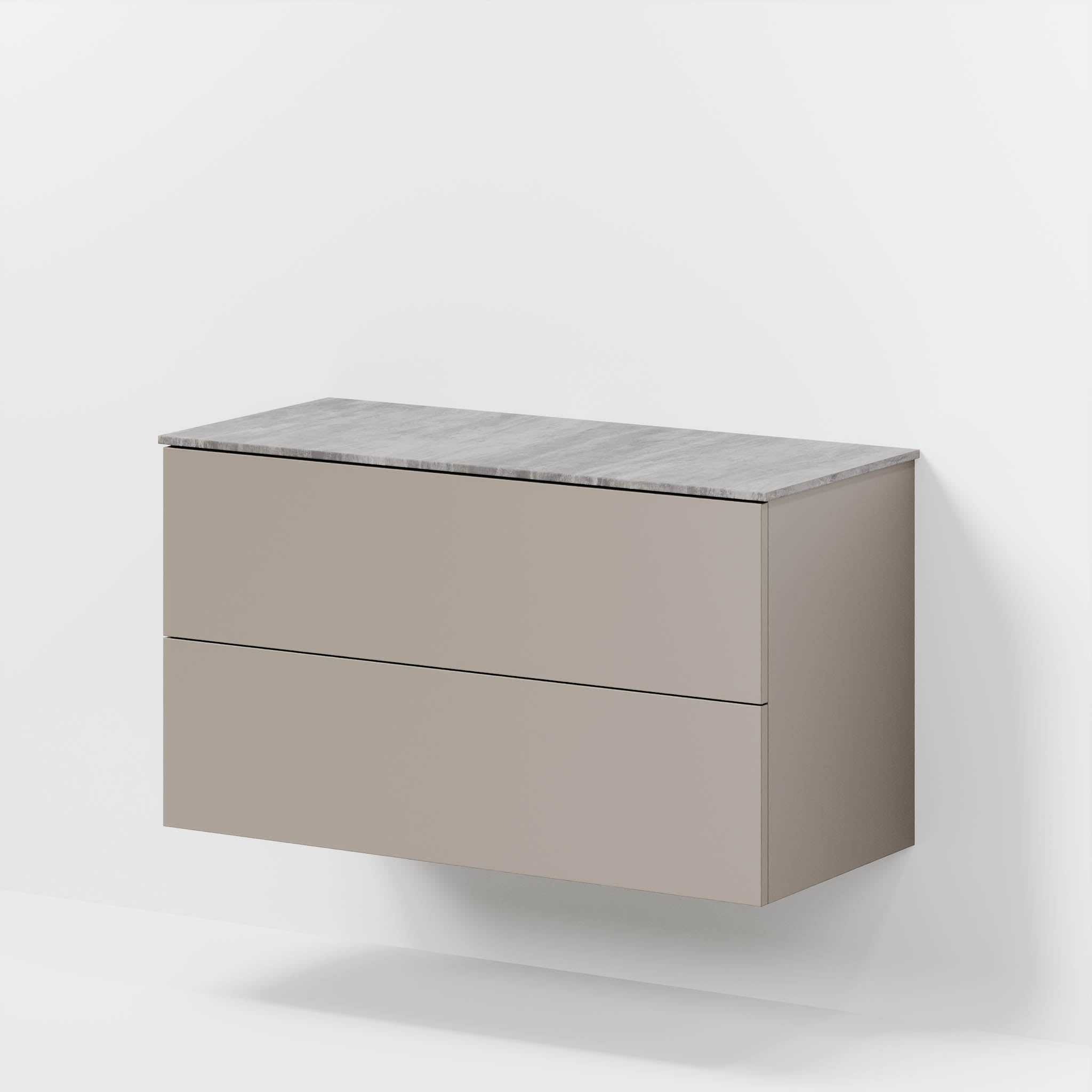 Badmøbel med klassiske fronter - 100x46x56 cm - støvet sand - melaminbordplade i betonlook - Vinderup