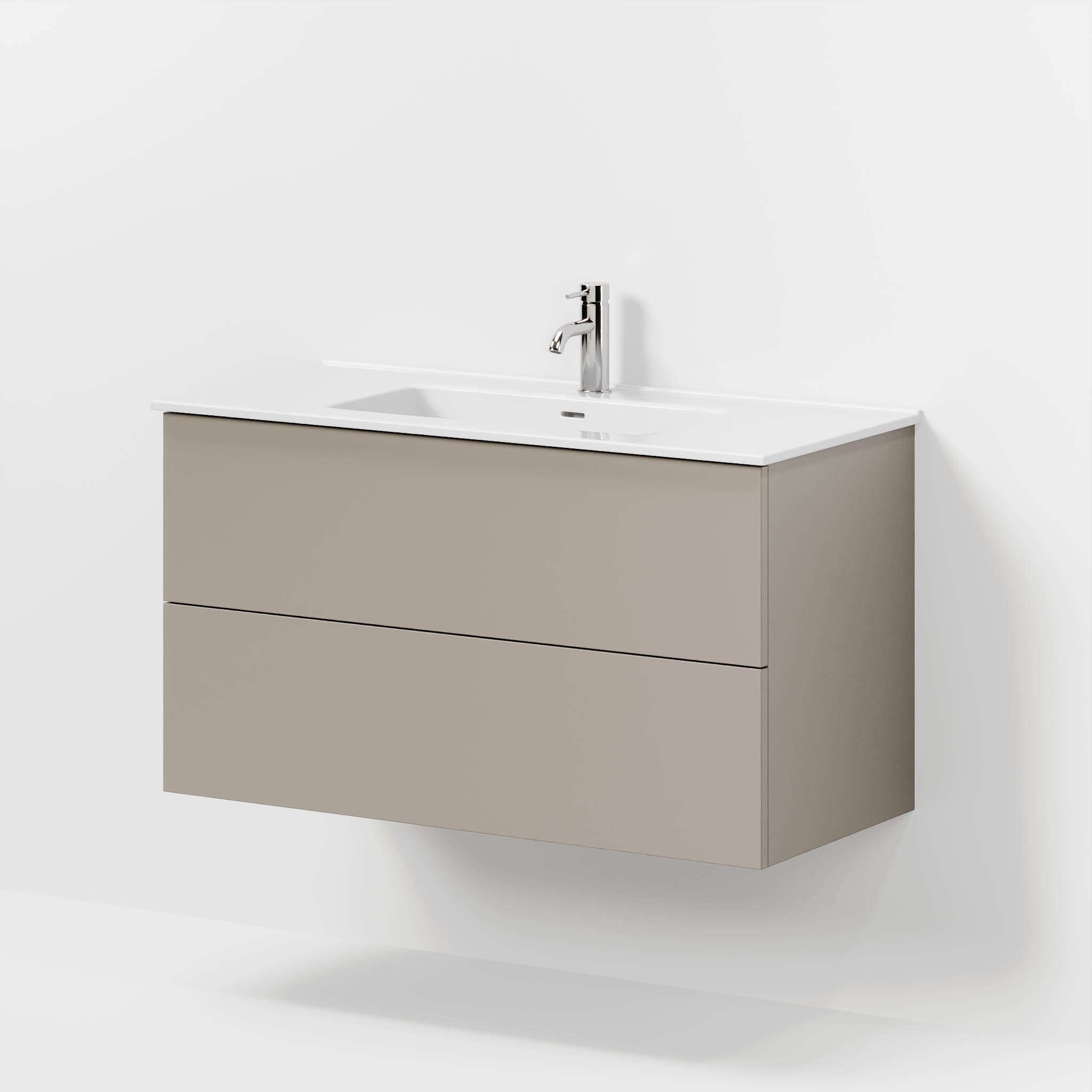 Badmøbel med klassiske fronter - 100x46x57 cm - støvet sand- keramisk vask - Vestbjerg