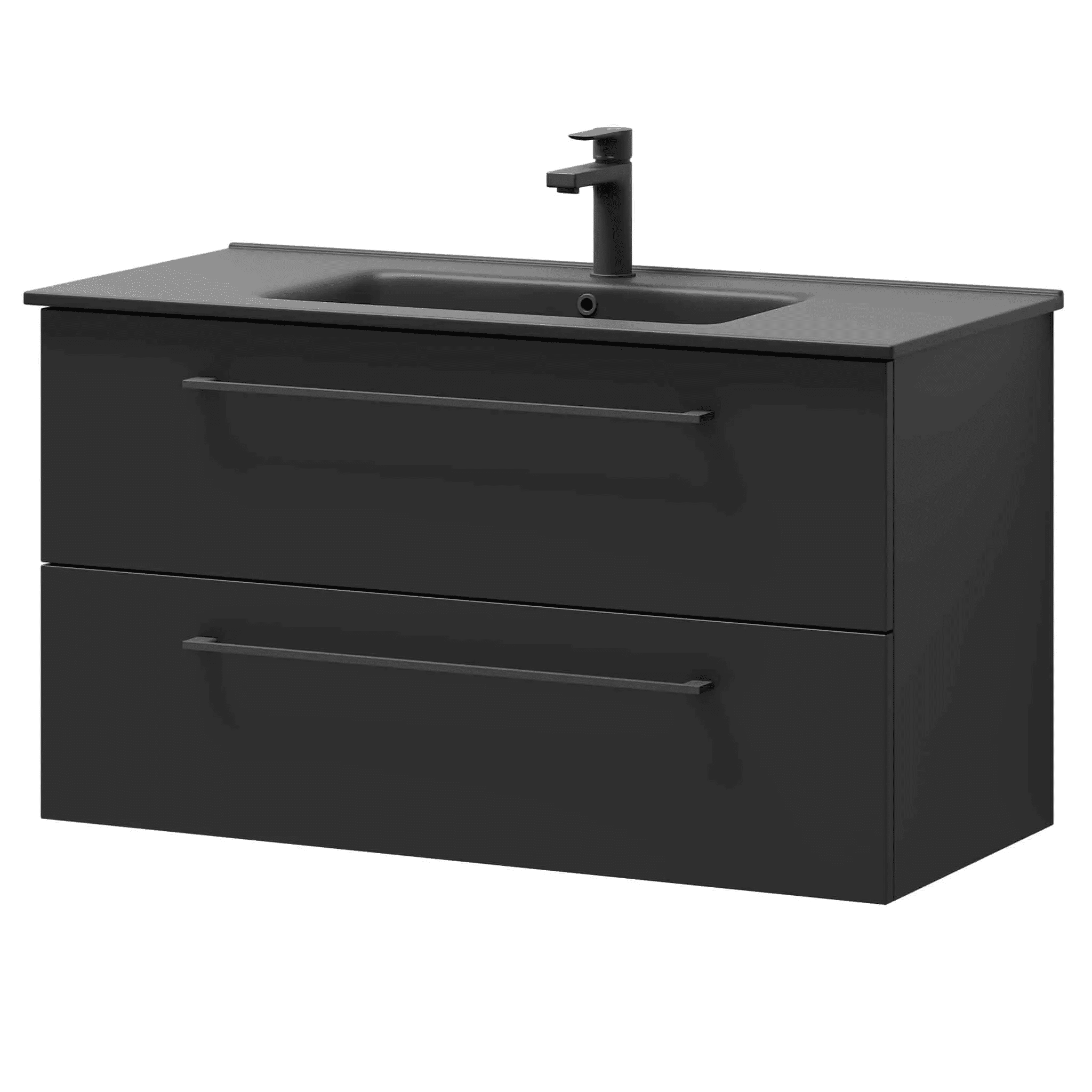 Vollen, Furniture Set - Basin & Cabinet, Black Mat - 101 cm - MASTERSTORE - 8595677170740 - Furniture Set - Code - 70-100-56-02-40 - 8595677170740