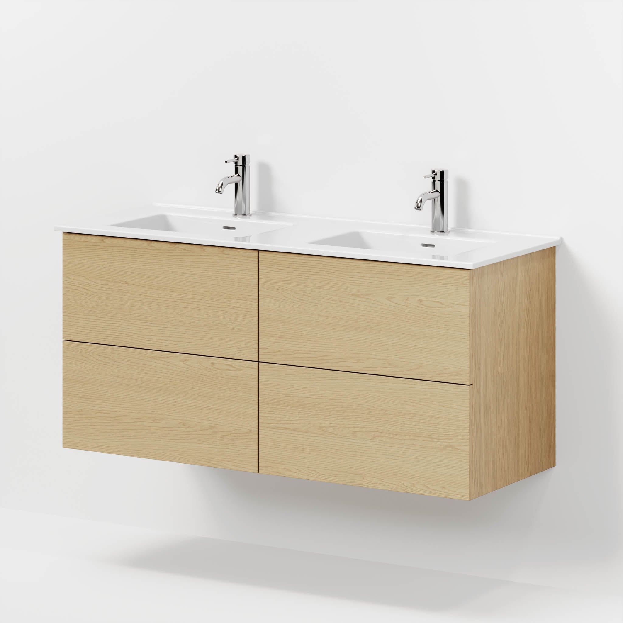 Badmøbel med klassiske fronter - 120x46x57 cm - eg - keramisk dobbeltvask - Vestbjerg
