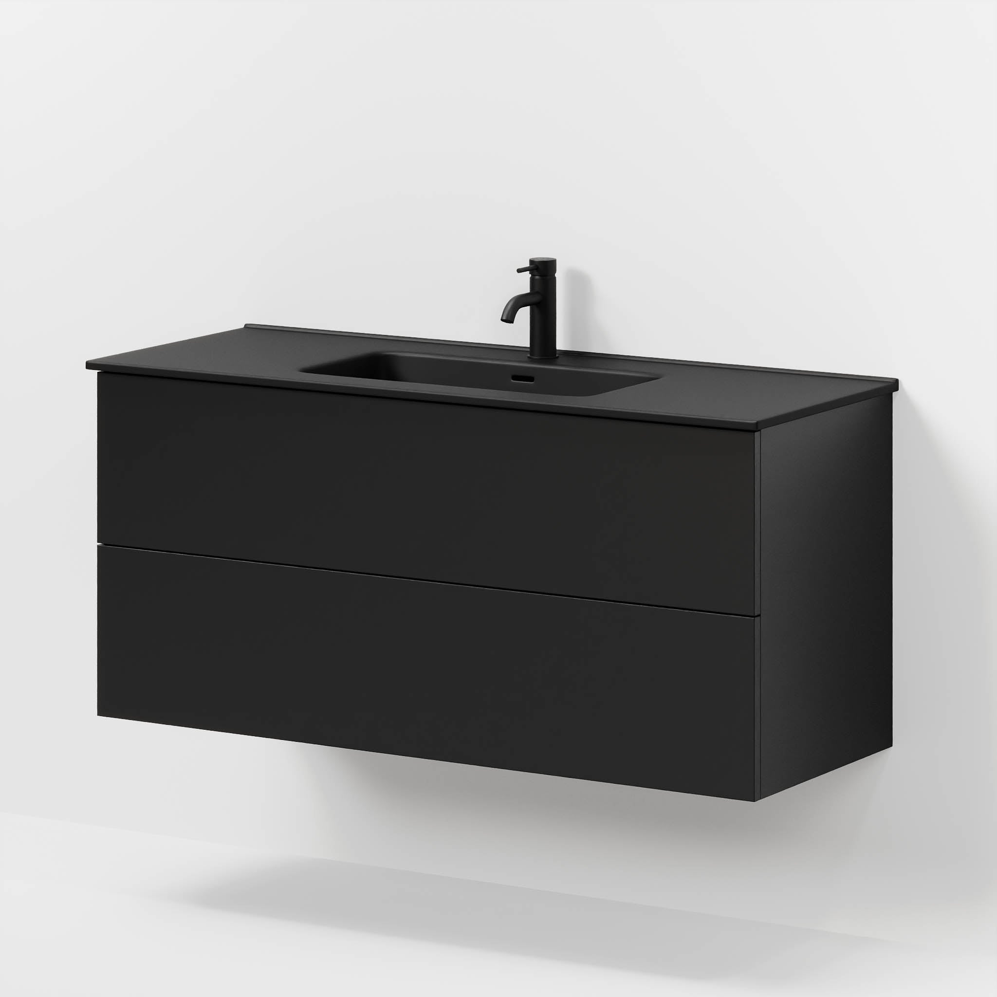 Badmøbel med klassiske fronter - 120x46x57 cm - mat sort - keramisk vask - Vadum