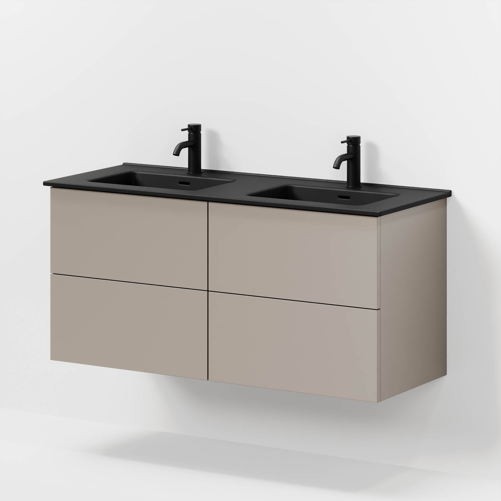 Badmøbel med klassiske fronter - 120x46x57 cm - støvet sand- keramisk dobbeltvask - Vadum