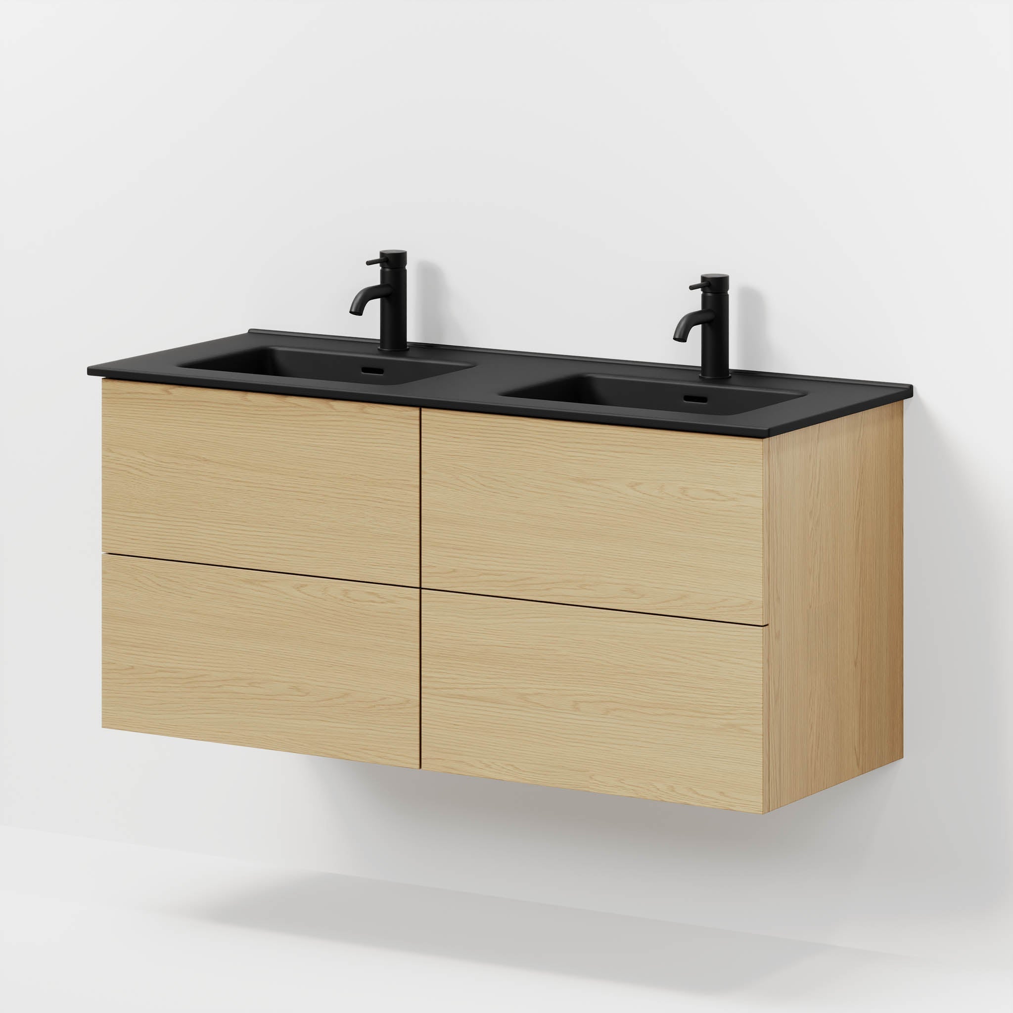Badmøbel med klassiske fronter - 120x46x57 cm - eg - keramisk dobbeltvask - Vadum