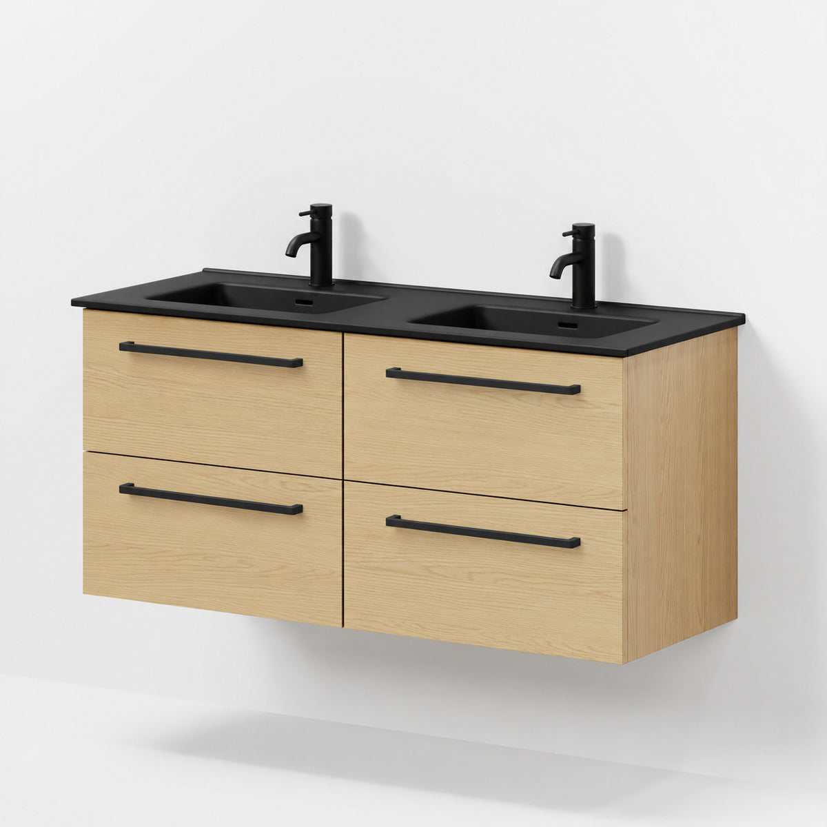 Badmøbel med klassiske fronter - 120x46x57 cm - eg - keramisk dobbeltvask - Vadum