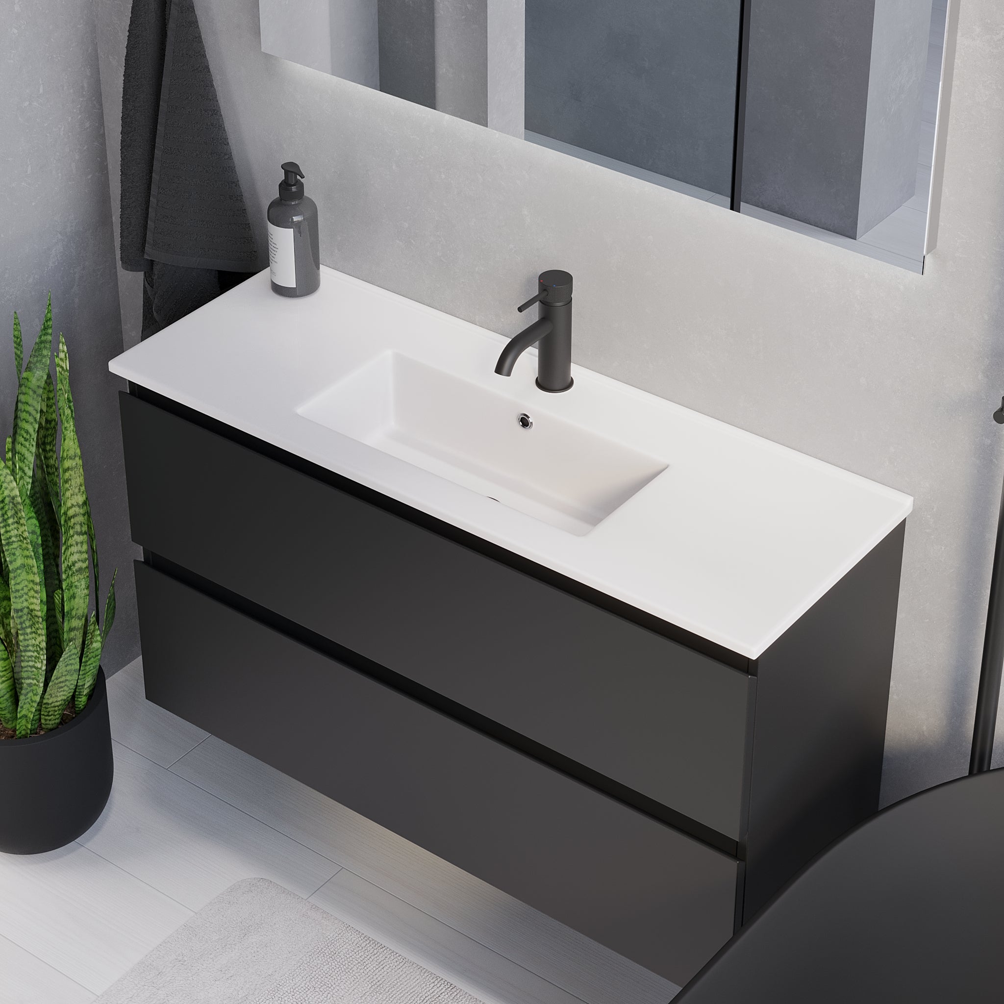 Sandshamn Slimline badmøbel, Mat Sort