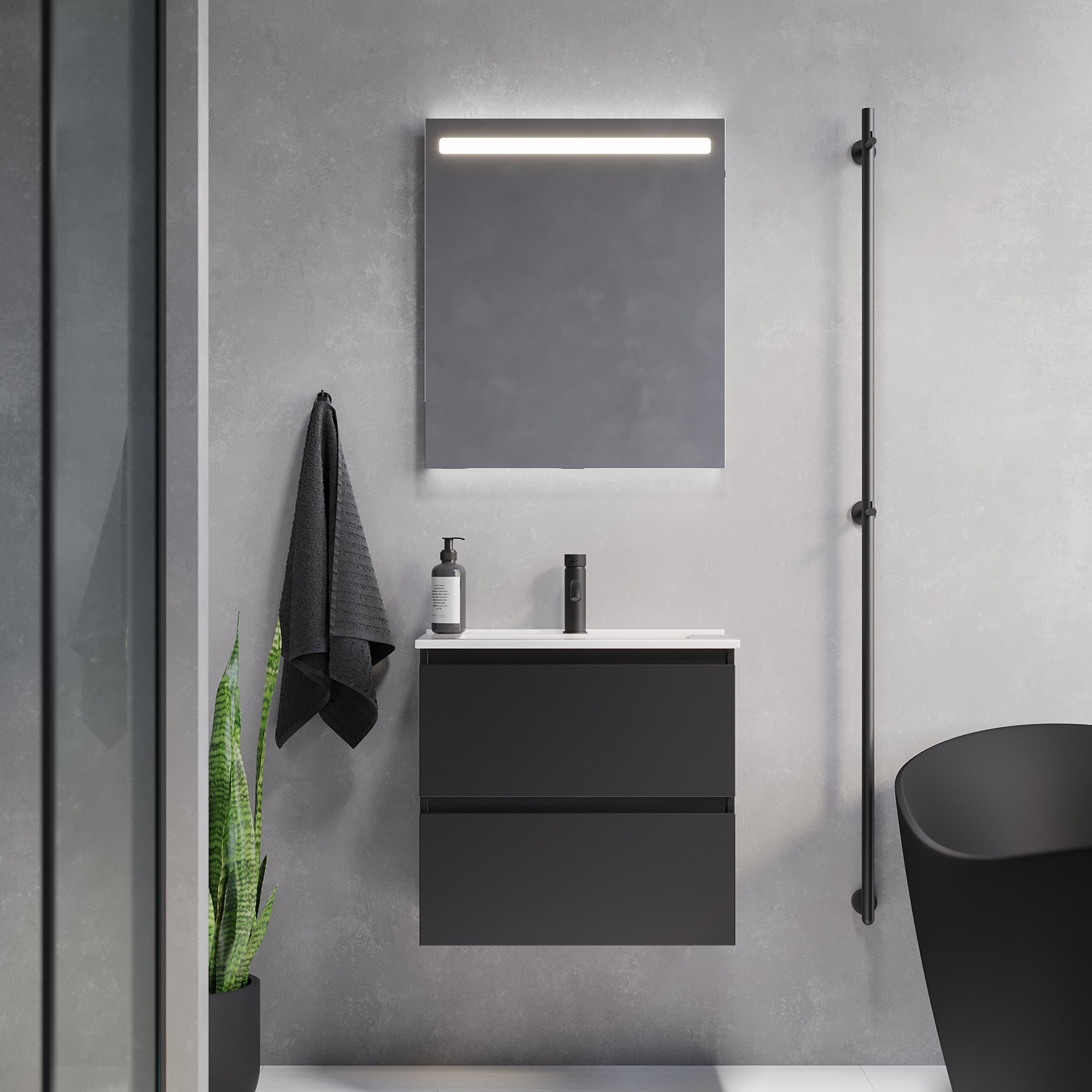 Sandshamn Slimline badmøbel, Mat Sort