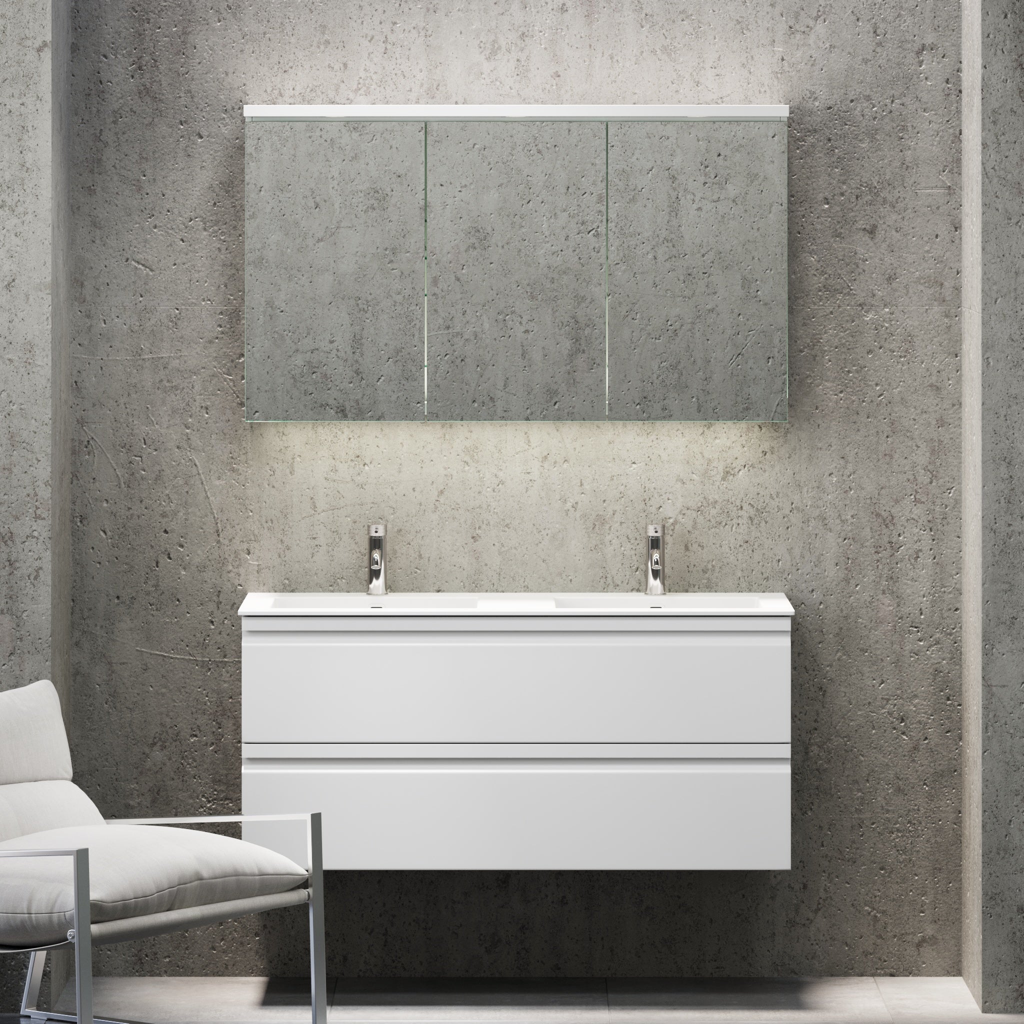 Knarrlagsund Badmøbel – Dybde 46 cm, Mat Hvid