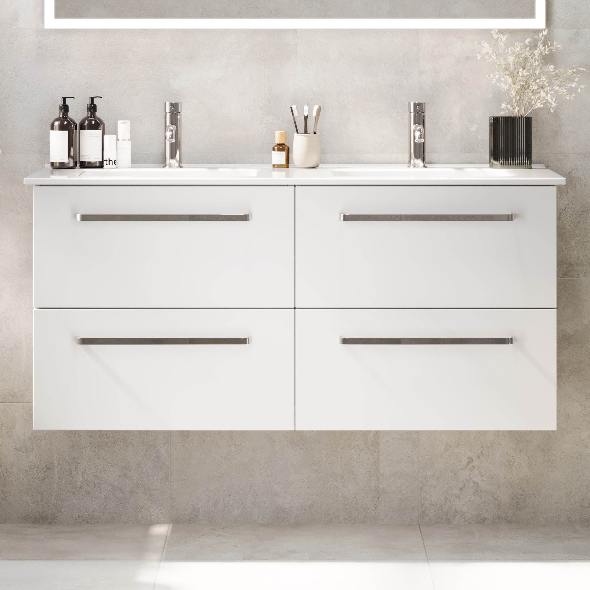 Voss, Furniture Set - Basin & Cabinet, White Mat - 100 cm - MASTERSTORE - 8595677194319 - Furniture Set - Basin & Cabinet - 70-100-54-01-60 - 8595677194319