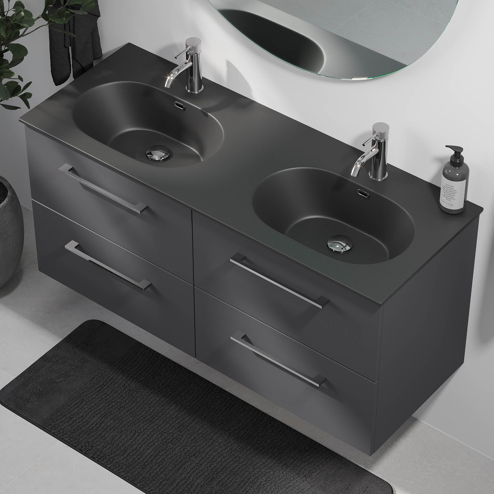 Horten, Furniture Set - Basin & Cabinet, Grey Anthracite - 60 cm - MASTERSTORE - 8595677190885 - Furniture Set - Code - 75-060-60-43-41 - 8595677190885
