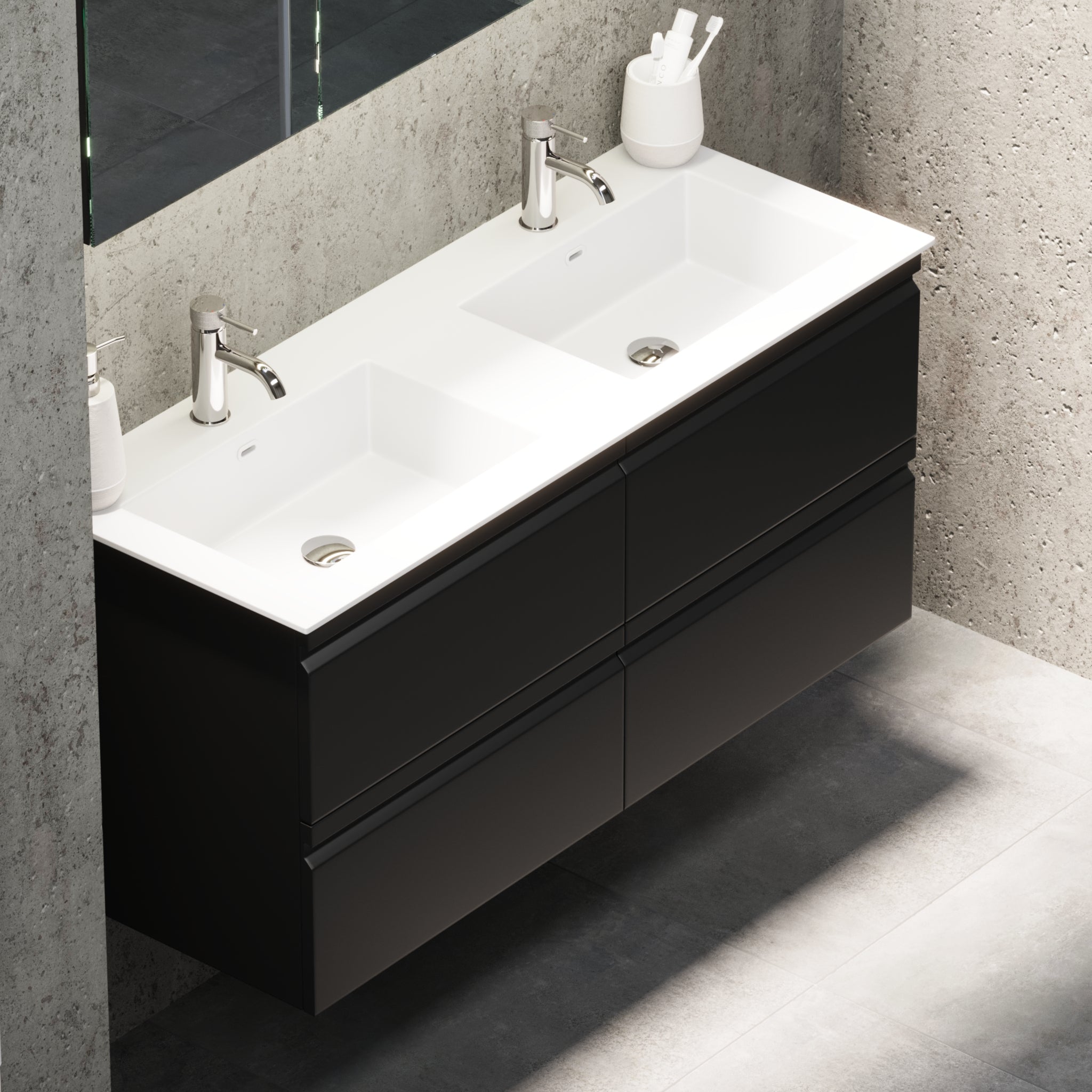 Knarrlagsund Badmøbel – Dybde 46 cm, Mat Sort