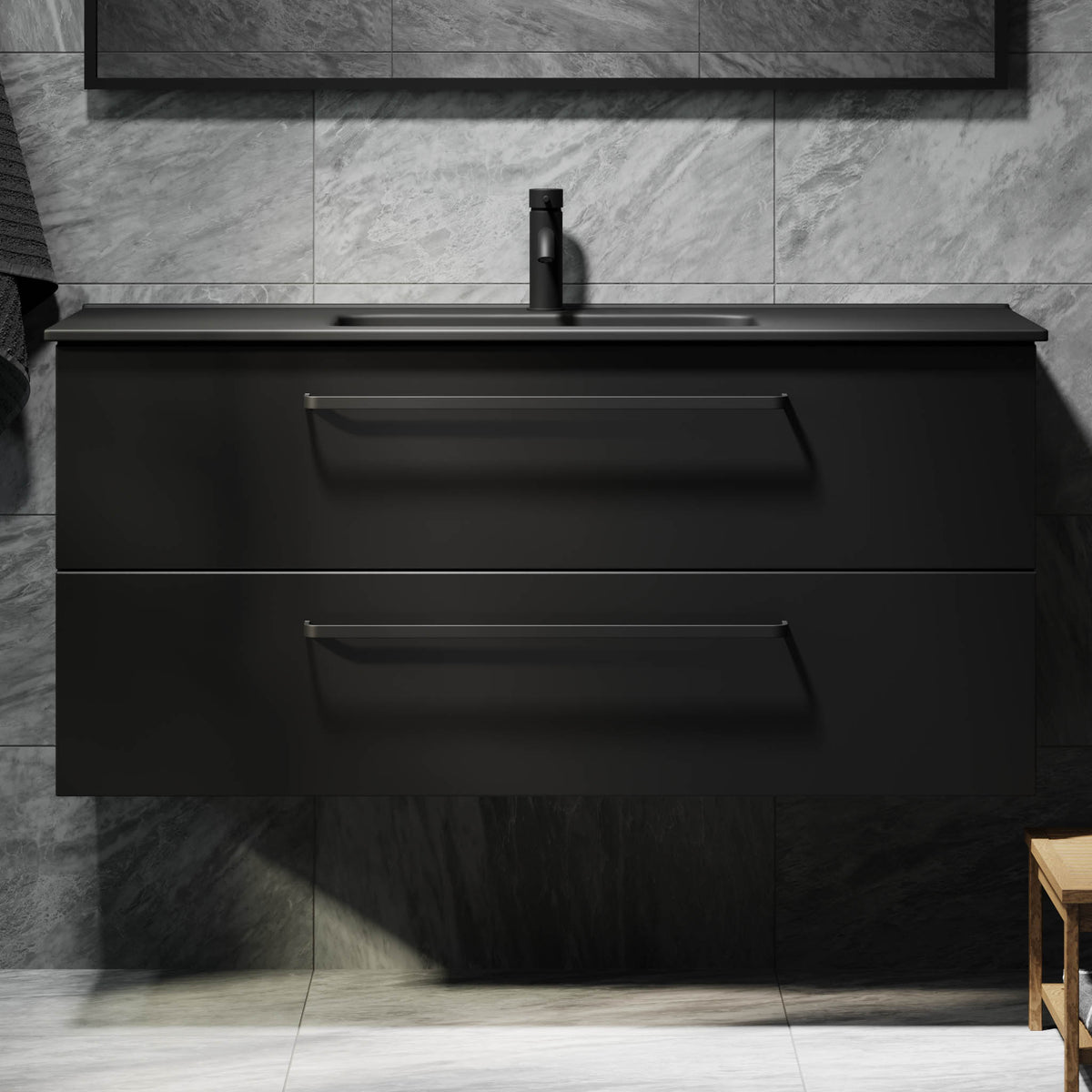 Vegsund Badmøbel - Mat Sort med sorte greb