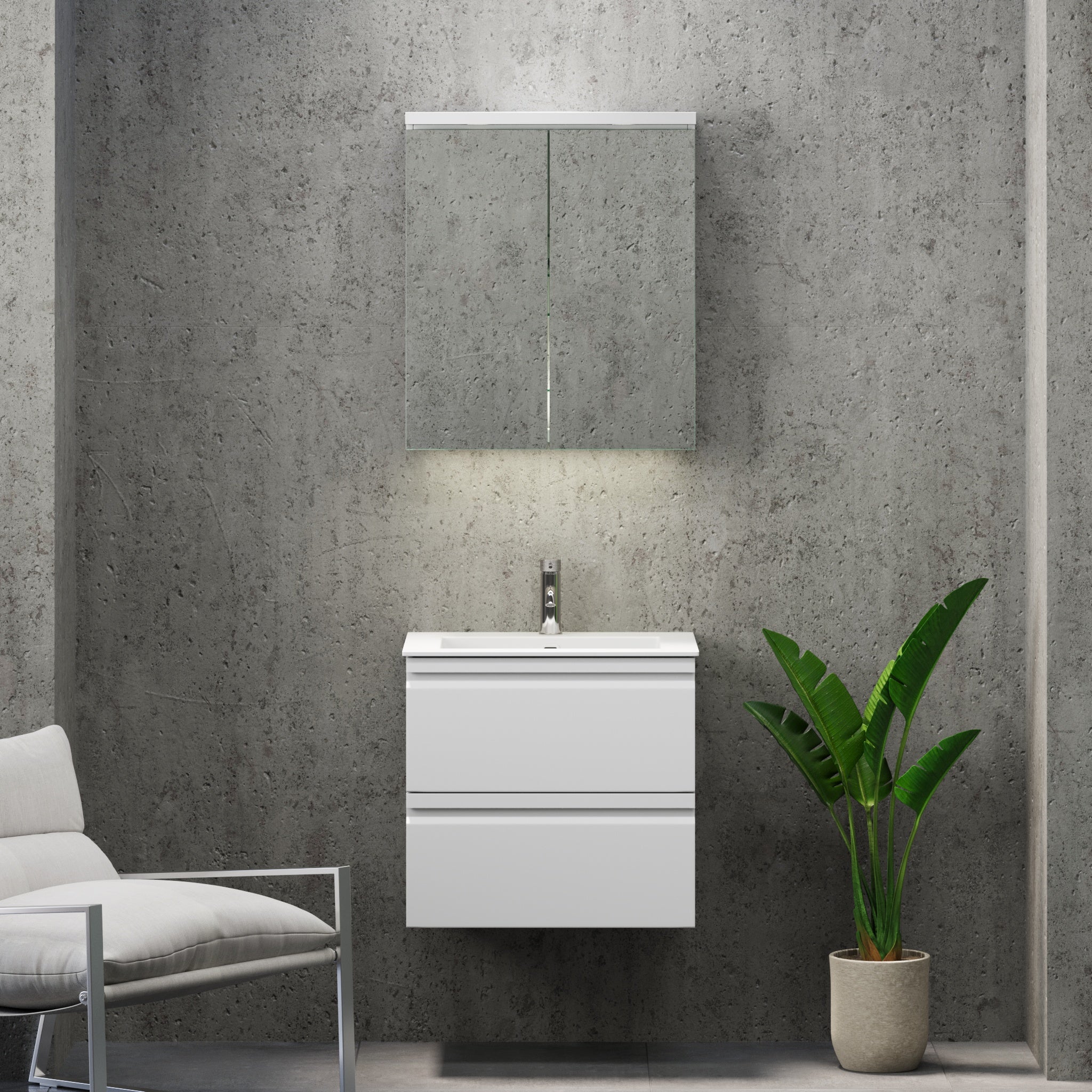 Knarrlagsund Badmøbel – Dybde 46 cm, Mat Hvid