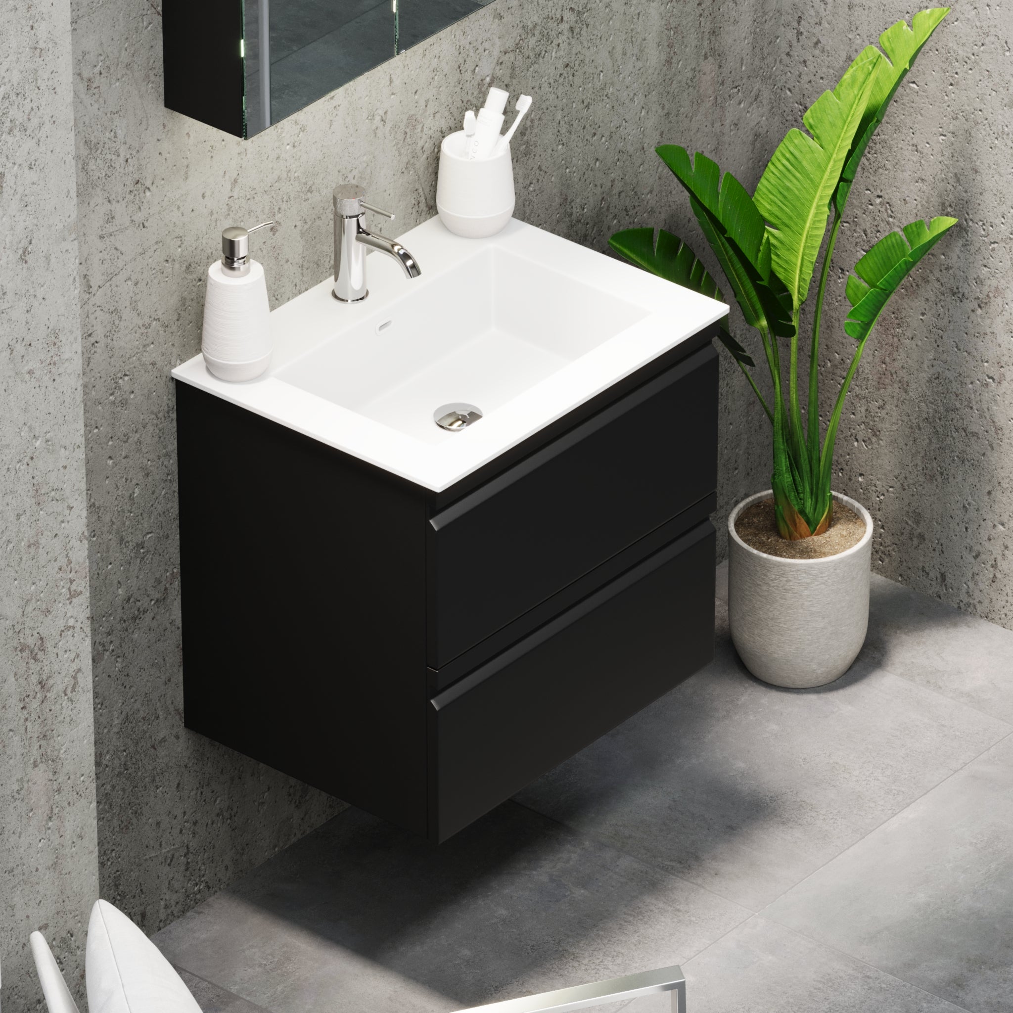 Knarrlagsund Badmøbel – Dybde 46 cm, Mat Sort