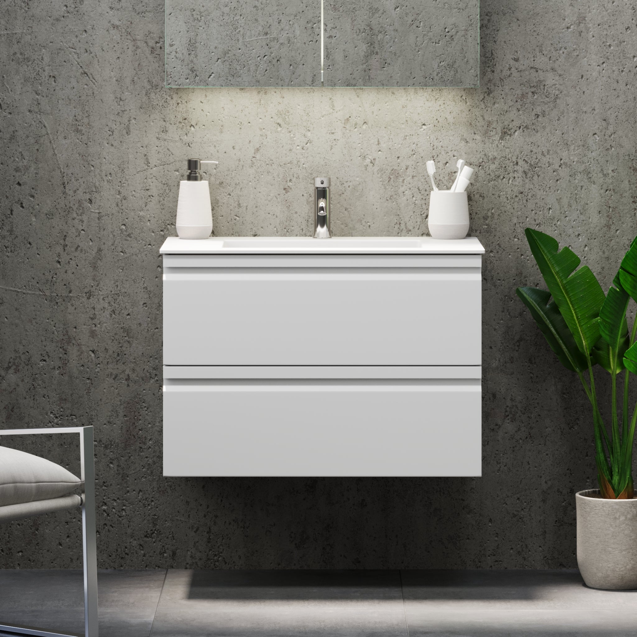 Knarrlagsund Badmøbel – Dybde 46 cm, Mat Hvid