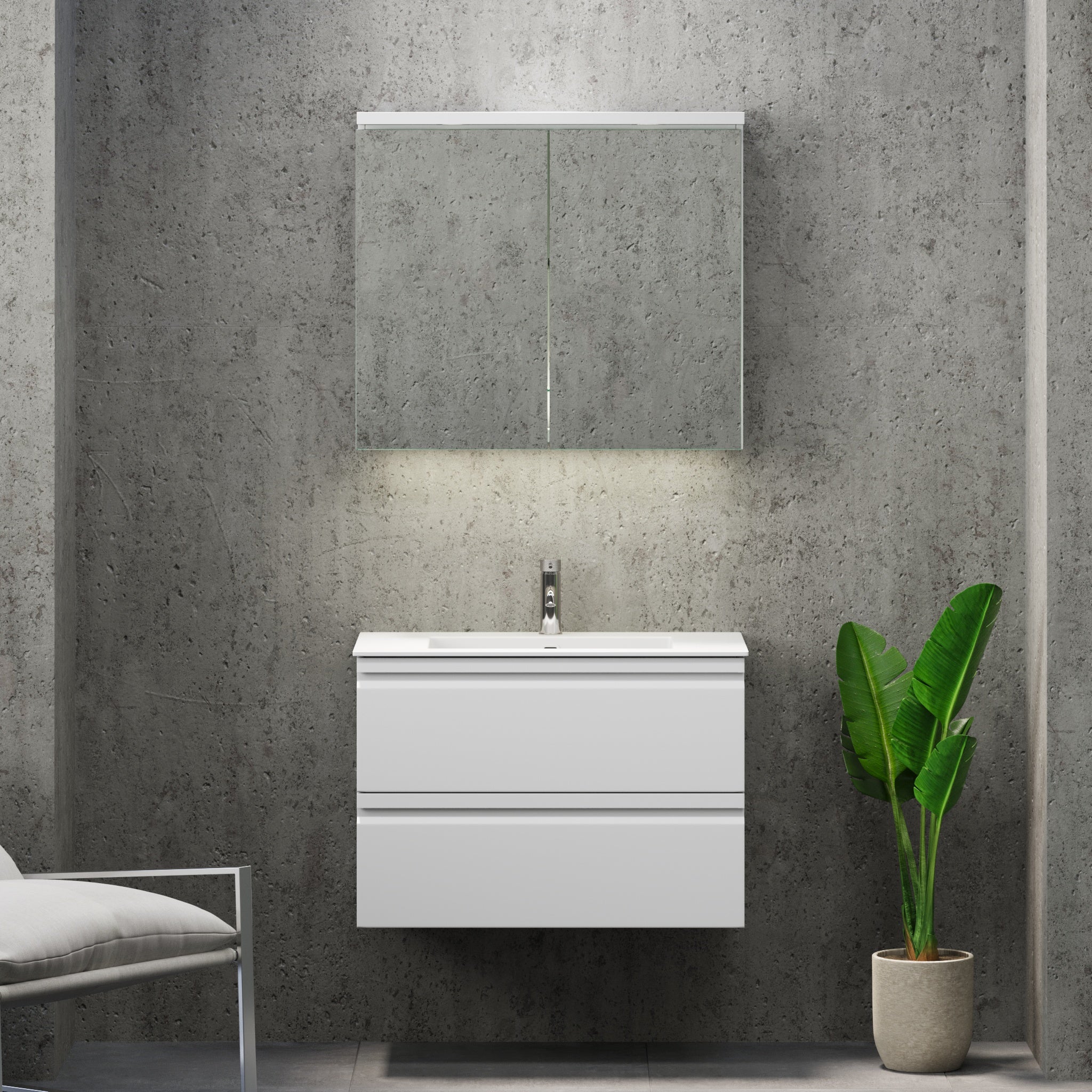 Knarrlagsund Badmøbel – Dybde 46 cm, Mat Hvid