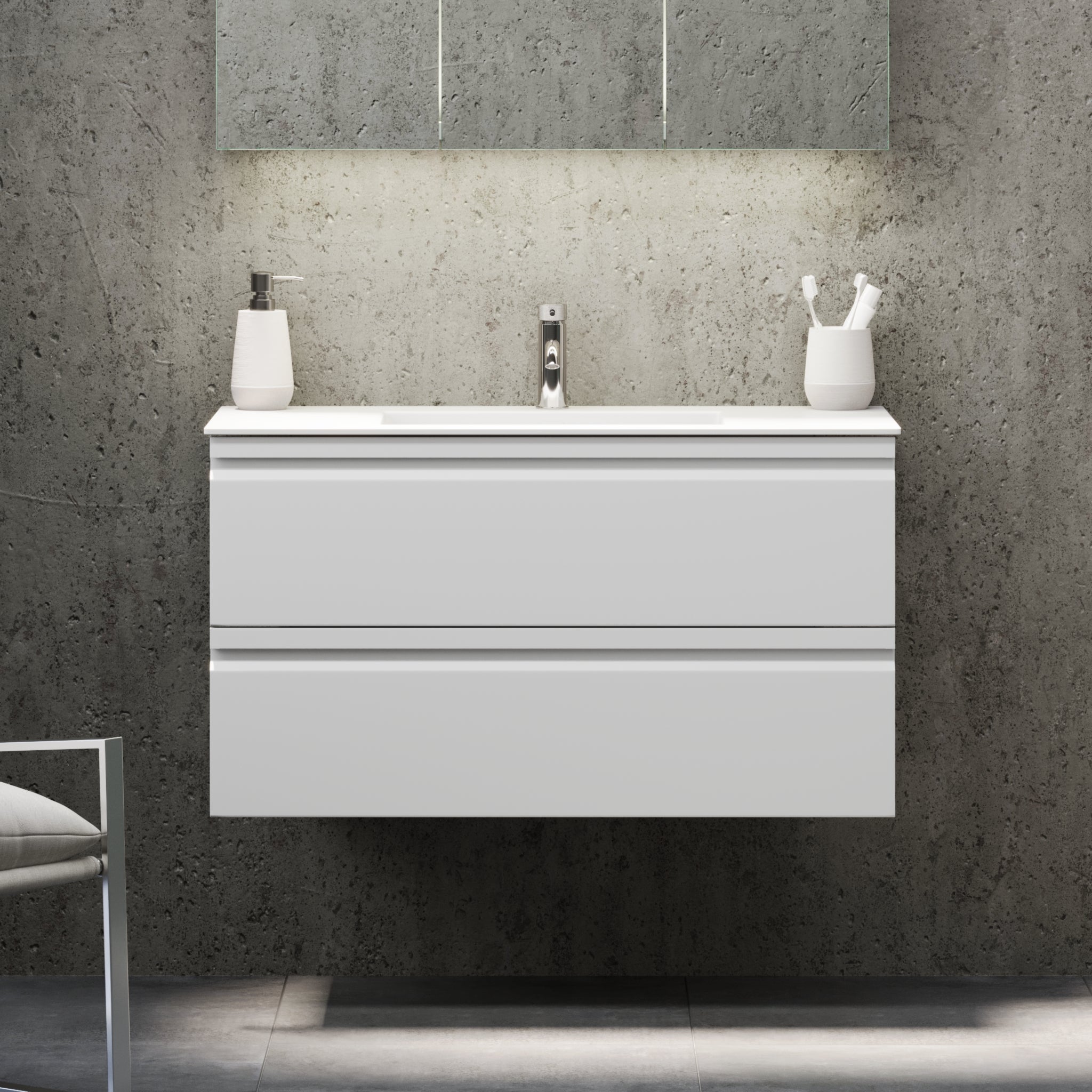 Knarrlagsund Badmøbel – Dybde 46 cm, Mat Hvid